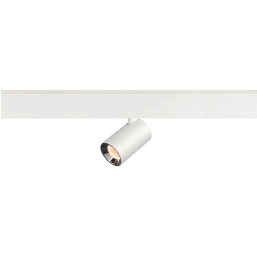8.7W(650Lm) 48V DALI 2 NUMINOS® XS LED sliežu gaismeklis, IP20, IK02, matēts balts/glancēts hroms, dimmējams, silti balta gaisma 2700K
