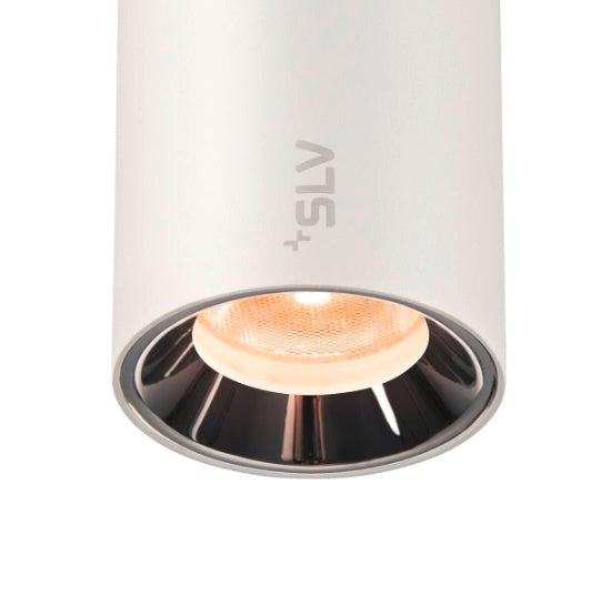 8.7W(650Lm) 48V DALI 2 NUMINOS® XS LED sliežu gaismeklis, IP20, IK02, matēts balts/glancēts hroms, dimmējams, silti balta gaisma 2700K