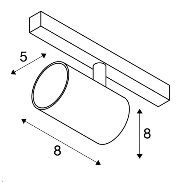8,7W(640Lm) 48V DALI 2 NUMINOS® XS LED raidvalgusti, IP20, IK02, matt valge/must, timmitav, soe valge valgus 2700K