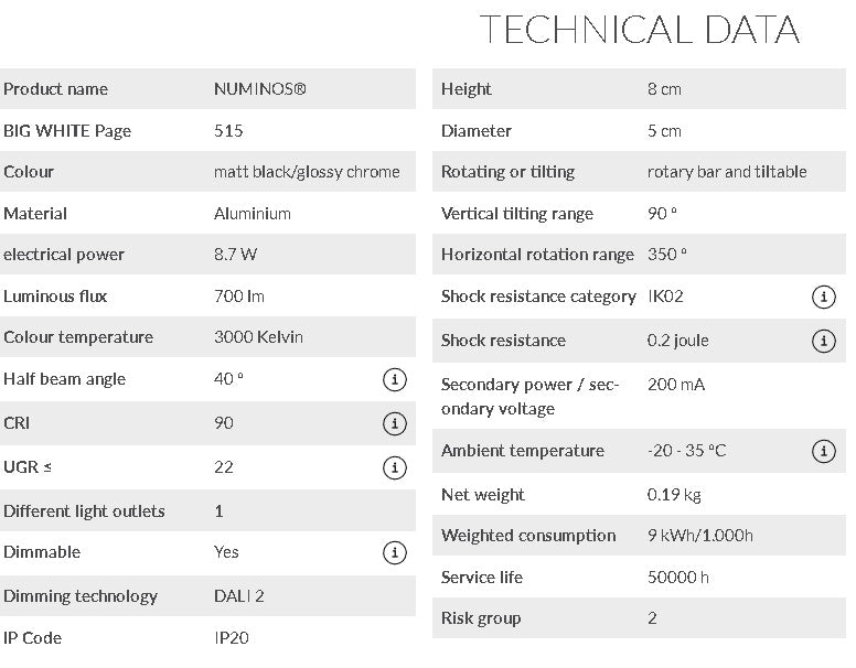 8.7W(700Lm) 48V DALI 2 NUMINOS® XS LED track luminaire, IP20, IK02, matt black/gloss chrome, dimmable, warm white light 3000K