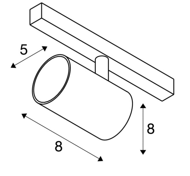 8.7W(740Lm) 48V NUMINOS XS LED sliežu gaismeklis, IP20, IK02, dimmējams, neitrāli balta gaisma 4000K