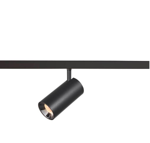 16W(1050Lm) 48V DALI 2 NUMINOS® S LED sliežu gaismeklis, IP20, IK02, matēts melns/glancēts hroms, dimmējams, silti balta gaisma 3000K