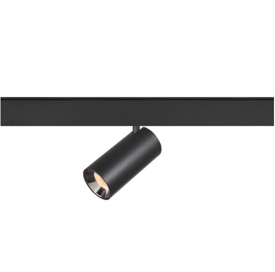 16W(1050Lm) 48V DALI 2 NUMINOS® S LED sliežu gaismeklis, IP20, IK02, matēts melns/glancēts hroms, dimmējams, silti balta gaisma 3000K