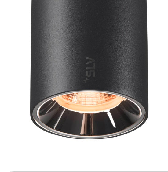 16W(1050Lm) 48V DALI 2 NUMINOS® S LED sliežu gaismeklis, IP20, IK02, matēts melns/glancēts hroms, dimmējams, silti balta gaisma 3000K