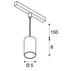 8,7W(650Lm) 48V DALI 2 NUMINOS® XS rajavalgusti, IP20, matt must/matt valge, dimmerdatav, soe valge valgus 2700K