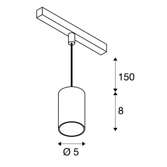 8.7W(640Lm) 48V DALI 2 NUMINOS® XS iekarams sliežu gaismeklis, IP20, matēts melns, dimmējams, silti balta gaisma 2700K
