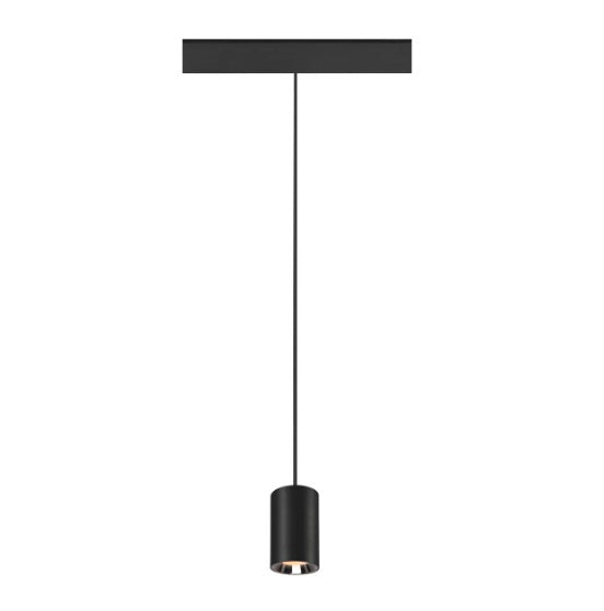 8.7W(670Lm)48V DALI 2 NUMINOS® XS iekarams sliežu gaismeklis, IP20, matēts melns/glancēts hroms, dimmējams, silti balta gaisma 2700K