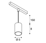 8.7W(670Lm)48V DALI 2 NUMINOS® XS iekarams sliežu gaismeklis, IP20, matēts melns/glancēts hroms, dimmējams, silti balta gaisma 2700K