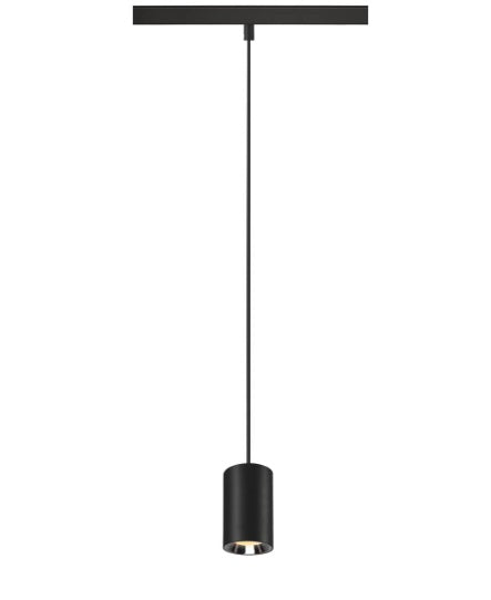 8.7W(720Lm) 48V DALI 2 NUMINOS® XS iekarams sliežu gaismeklis, IP20, matēts melns/glancēts hroms, dimmējams, silti balta gaisma 3000K