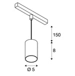 8.7W(700Lm) 48V DALI 2 NUMINOS® XS iekarams sliežu gaismeklis, IP20, matēts balts/glancēts hroms, dimmējams, silti balta gaisma 3000K