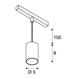 8.7W(720Lm) 48V DALI 2 NUMINOS® XS iekarams sliežu gaismeklis, IP20,matēts melns, dimmējams, neitrāli balta gaisma 4000K