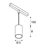 8.7W(750Lm) 48V DALI 2 NUMINOS® XS iekarams sliežu gaismeklis, IP20,matēts melns/glancēts hroms, dimmējams, neitrāli balta gaisma 4000K