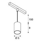 8.7W(730Lm) 48V DALI 2 NUMINOS® XS iekarams sliežu gaismeklis, IP20, matēts balts/glancēts hroms, dimmējams, neitrāli balta gaisma 4000K