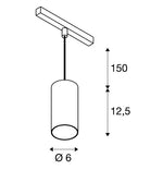 16W(1030Lm) 48V DALI 2 NUMINOS® S iekarams sliežu gaismeklis, IP20, matēts melns, dimmējams, silti balta gaisma 3000K