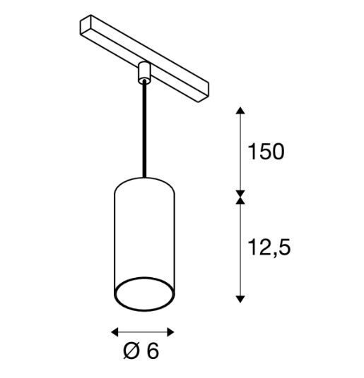 16W(1030Lm) 48V DALI 2 NUMINOS® S iekarams sliežu gaismeklis, IP20, matēts melns, dimmējams, silti balta gaisma 3000K