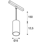 16W(1030Lm) 48V DALI 2 NUMINOS® S iekarams sliežu gaismeklis, IP20, matēts balts, dimmējams, silti balta gaisma 2700K