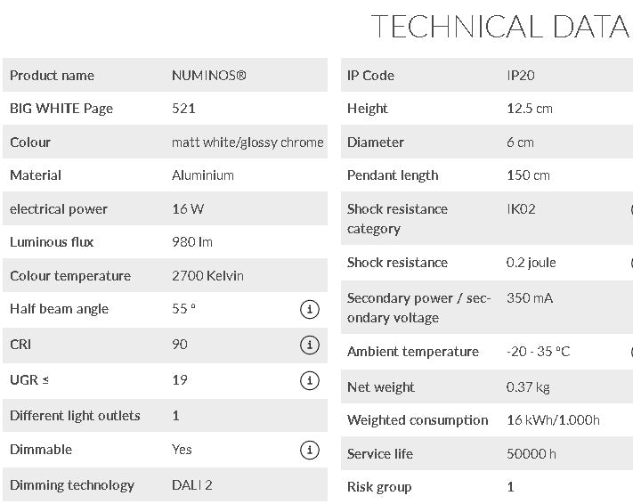 16W(980Lm) 48V DALI 2 NUMINOS® S rööpmelvalgusti, IP20, matt valge/läikiv kroom, dimmerdatav, soe valge valgus 2700K
