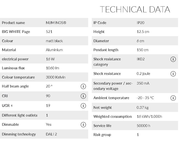 ® Трековый светильник 16W(1060Lm) 48V DALI 2 NUMINOS S, IP20, черный матовый, диммируемый, теплый белый свет 3000K