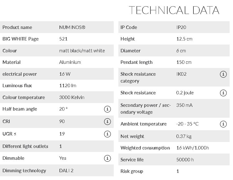 16W(1120Lm) 48V DALI 2 NUMINOS® S iekarams sliežu gaismeklis, IP20, matēts melns/matēts balts, dimmējams, silti balta gaisma 3000K