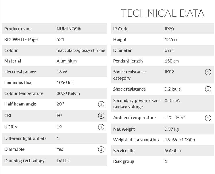 16W(1050Lm) 48V DALI 2 NUMINOS® S iekarams sliežu gaismeklis, IP20, matēts melns/glancēts hroms, dimmējams, silti balta gaisma 3000K