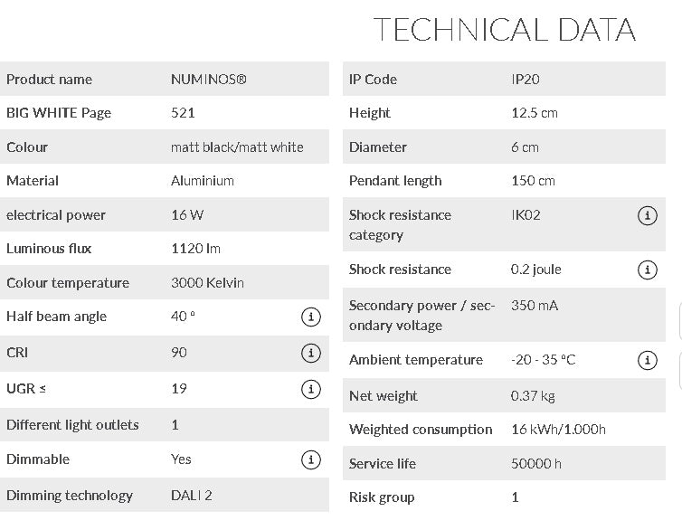 16W(1120Lm) 48V DALI 2 NUMINOS® S iekarams sliežu gaismeklis, IP20, matēts melns/matēts balts, dimmējams, silti balta gaisma 3000K