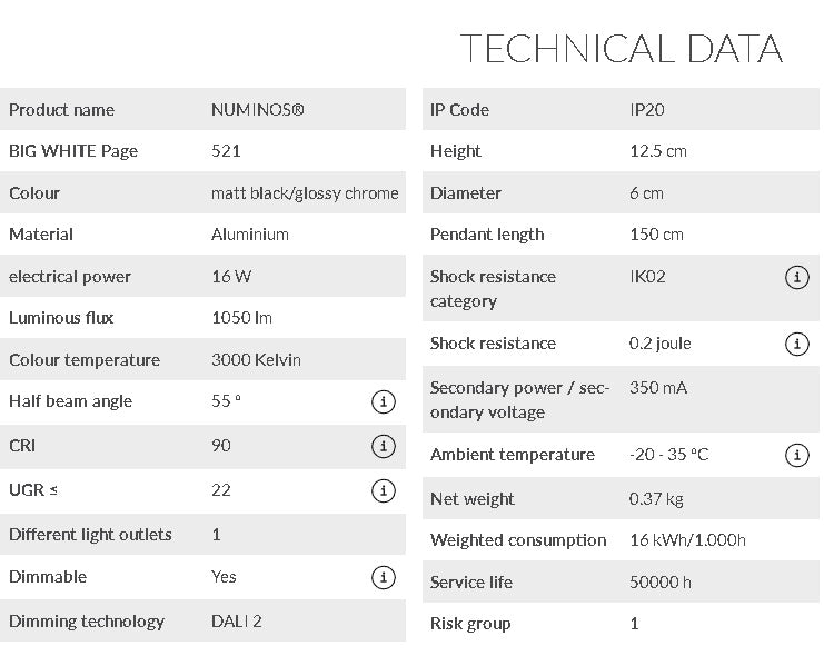 16W(1050Lm) 48V DALI 2 NUMINOS® S iekarams sliežu gaismeklis, IP20, matēts melns/glancēts hroms, dimmējams, silti balta gaisma 3000K