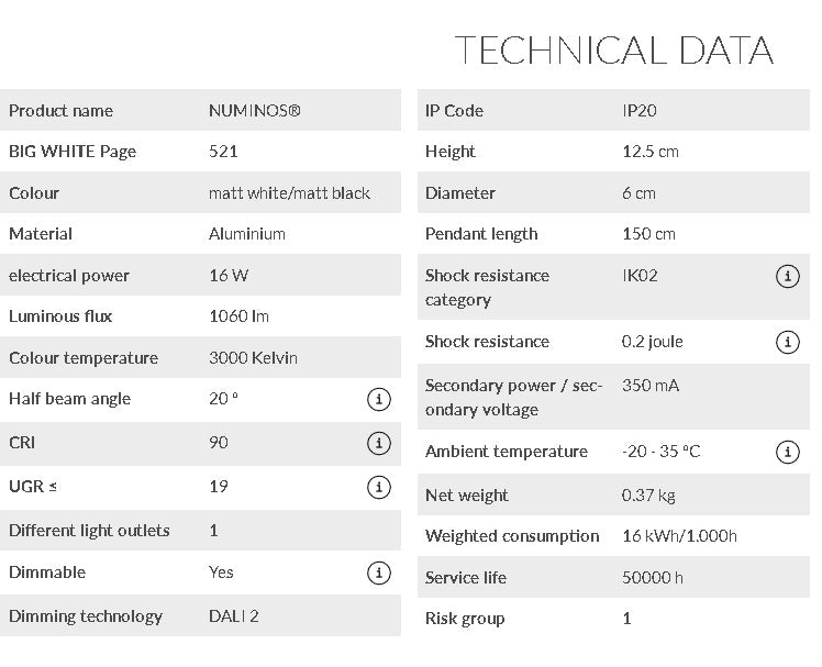 16W(1060Lm) 48V DALI 2 NUMINOS® S iekarams sliežu gaismeklis, IP20, matēts balts/matēts melns, dimmējams, silti balta gaisma 3000K