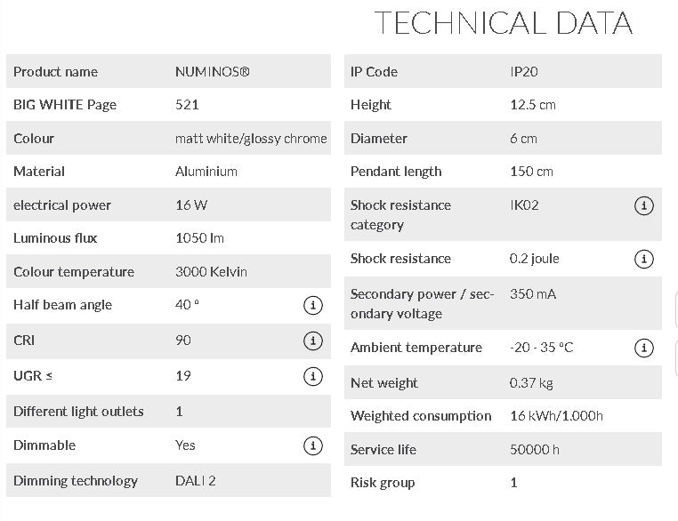 16W(1050Lm) 48V DALI 2 NUMINOS® S iekarams sliežu gaismeklis, IP20, matēts balts/matēts melns, dimmējams, silti balta gaisma 3000K