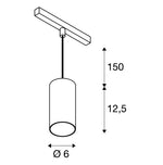16W(1230Lm) 48V DALI 2 NUMINOS® S iekarams sliežu gaismeklis, IP20, matēts melns/matēts balts, dimmējams, neitrāli balta gaisma 4000K