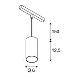 16W(1200Lm) 48V DALI 2 NUMINOS® S iekarams sliežu gaismeklis, IP20, matēts melns/glancēts hroms, dimmējams, neitrāli balta gaisma 4000K