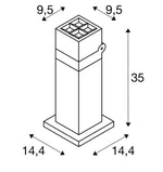 15W(1000/1200 Lm) R-CUBE 35 surface-mounted LED luminaire, anthracite, IP65, IK04, dimmable, warm white light 2700/3000K