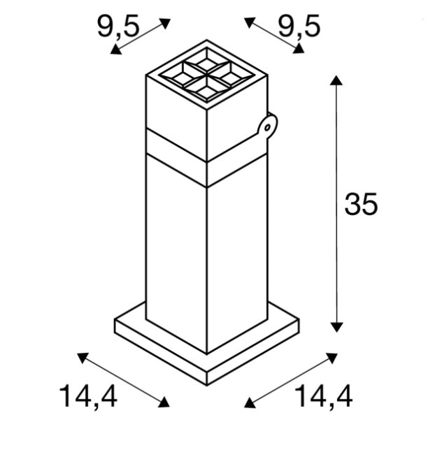 15W(1000/1200 Lm) R-CUBE 35 uz virsmas montējams LED gaismeklis, antracīta, IP65, IK04, dimmējams, silti balta gaisma 2700/3000K