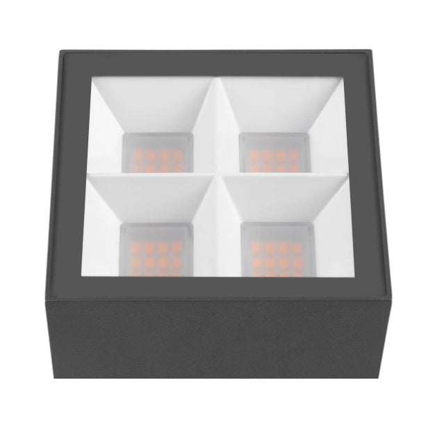 15W(1000/1200 Lm) R-CUBE 35 uz virsmas montējams LED gaismeklis, antracīta, IP65, IK04, dimmējams, silti balta gaisma 2700/3000K