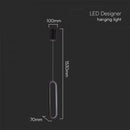 13W(1500Lm) LED dizaina gaismeklis, V-TAC, IP20, melns, neitrāli balta gaisma 4000K