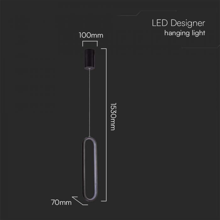 13W(1500Lm) LED design lamp, V-TAC, IP20, black, neutral white light 4000K