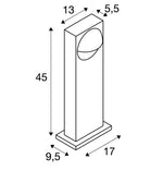 15W(900/1050LmLm) LID I 45 отдельно стоящий накладной светодиодный светильник, антрацит, IP65, IK07, теплый белый свет 3000K