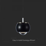 9W(1000Lm) LED-designarmatur, V-TAC, IP20, svart, neutralvit 4000K