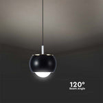9W(1000Lm) LED-designarmatur, V-TAC, IP20, svart, varmvitt ljus 3000K