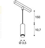 8W(700Lm) 48V DALI 2 LALU® LED iekarams sliežu gaismeklis, IP20, IK01, dimmējams, matēts melns, silti balta gaisma 3000K (Copy)