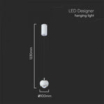 9W(1000Lm) LED designarmatur, V-TAC, IP20, vit, neutralvit 4000K