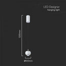 9W(1000Lm) LED dizaina gaismeklis, V-TAC, IP20, balts, silti balta gaisma 3000K