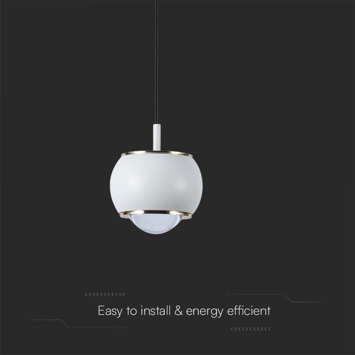 9W(1000Lm) LED designarmatur, V-TAC, IP20, vit, neutralvit 4000K