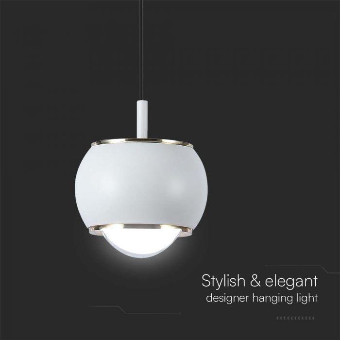 9W(1000Lm) LED designarmatur, V-TAC, IP20, vit, neutralvit 4000K
