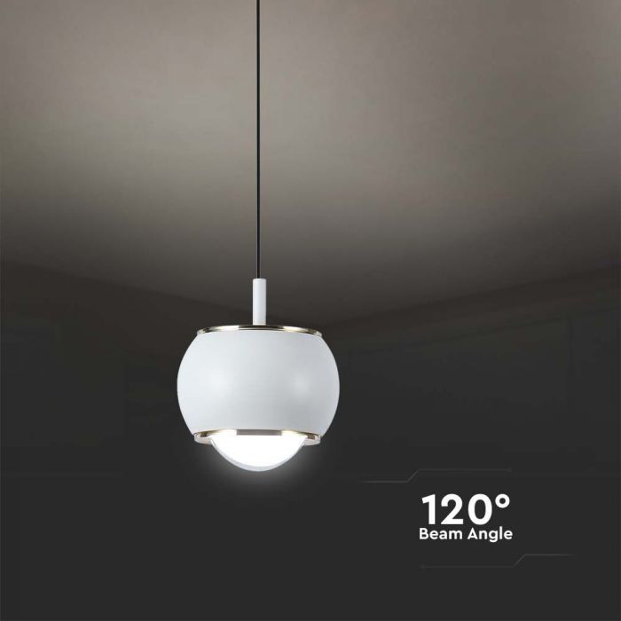 9W(1000Lm) LED designarmatur, V-TAC, IP20, vit, neutralvit 4000K