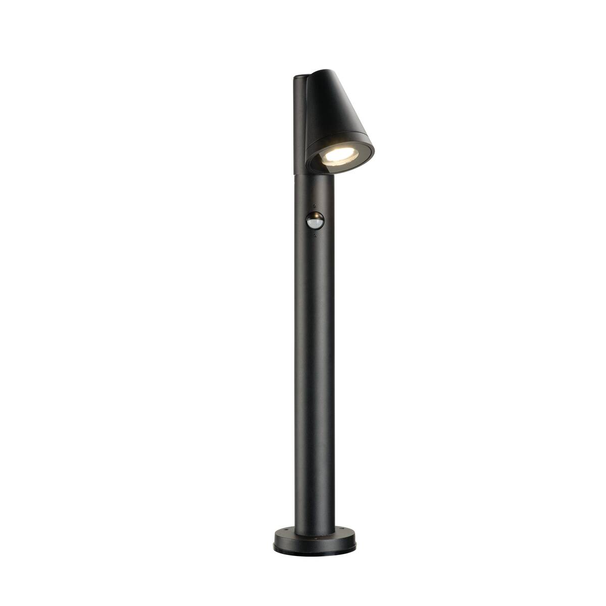 T-TUBE 70 free-standing uz virsmas montējams LED dārza gaismeklis ar infrasarkano kustības sensoru, GU10 10W,  IP44, IK06, melns