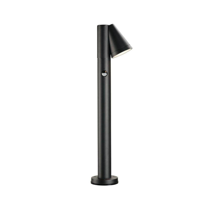 T-TUBE 70 free-standing uz virsmas montējams LED dārza gaismeklis ar infrasarkano kustības sensoru, GU10 10W,  IP44, IK06, melns
