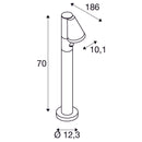 T-TUBE 70 free-standing uz virsmas montējams LED dārza gaismeklis ar infrasarkano kustības sensoru, GU10 10W,  IP44, IK06, melns