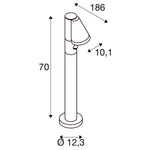 T-TUBE 70 free-standing uz virsmas montējams LED dārza gaismeklis ar infrasarkano kustības sensoru, GU10 10W,  IP44, IK06, melns