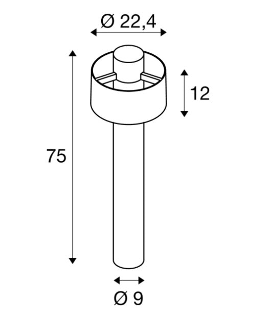 MAX 13W E27 PHOTONI CYL POLE 75 uz virsmas montējams LED gaismeklis, melns, IP65, IK08