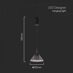 9W(1000Lm) LED-designarmatur, V-TAC, IP20, svart, varmvitt ljus 3000K